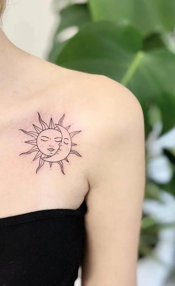 100 Sun and Moon Tattoos with Meaning