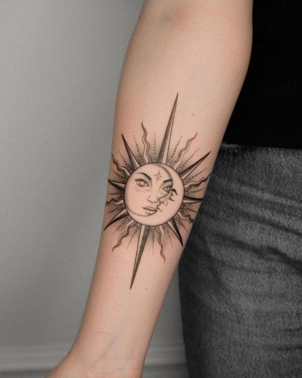 100 Sun and Moon Tattoos with Meaning