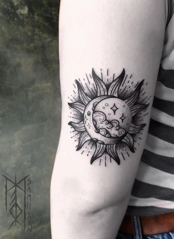 100 Sun and Moon Tattoos with Meaning