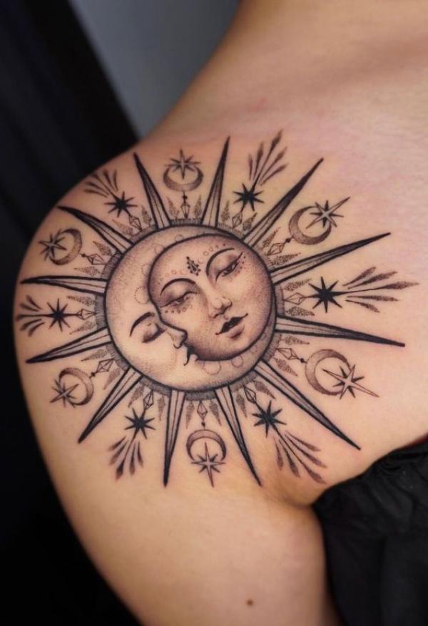 100 Sun and Moon Tattoos with Meaning
