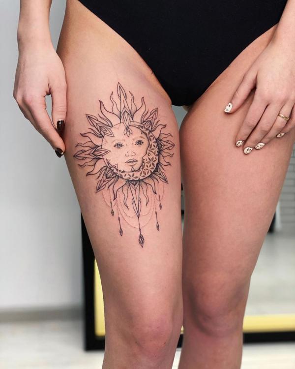 100 Sun and Moon Tattoos with Meaning