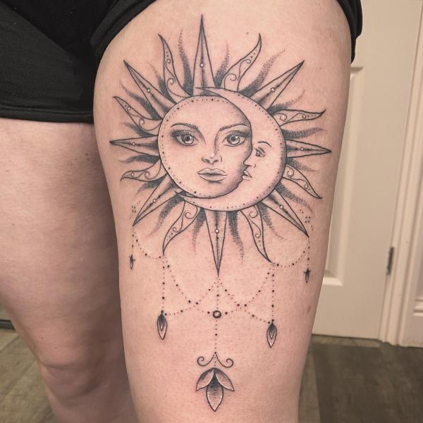 100 Sun and Moon Tattoos with Meaning