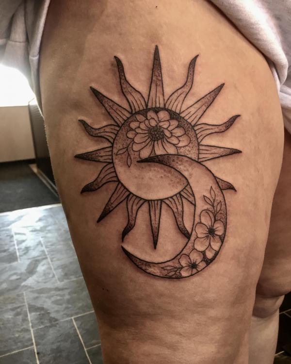 100 Sun and Moon Tattoos with Meaning