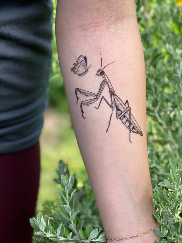 50 praying mantis tattoos: Meaning and Designs