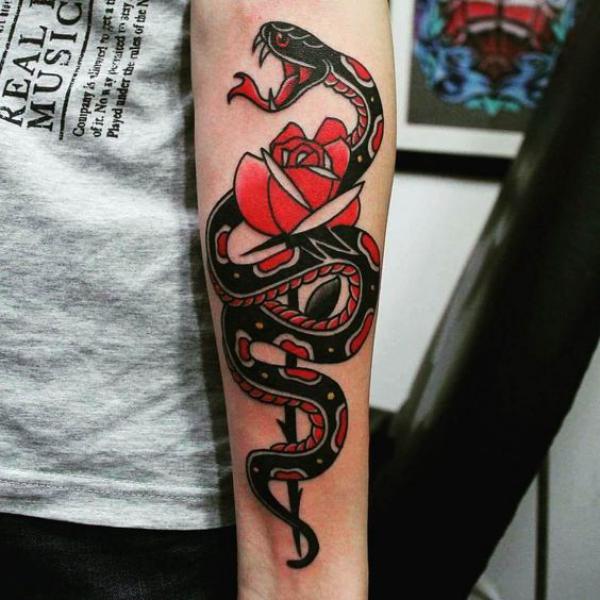 70 Rose and Snake Tattoo Designs with Meaning