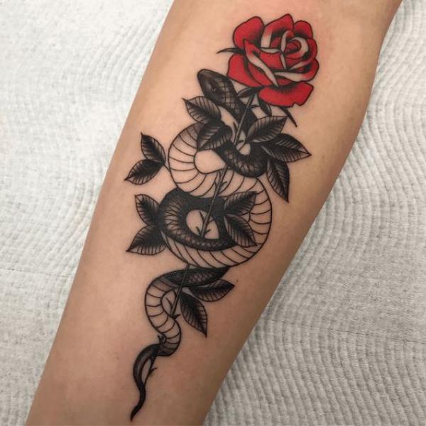 70 Rose and Snake Tattoo Designs with Meaning