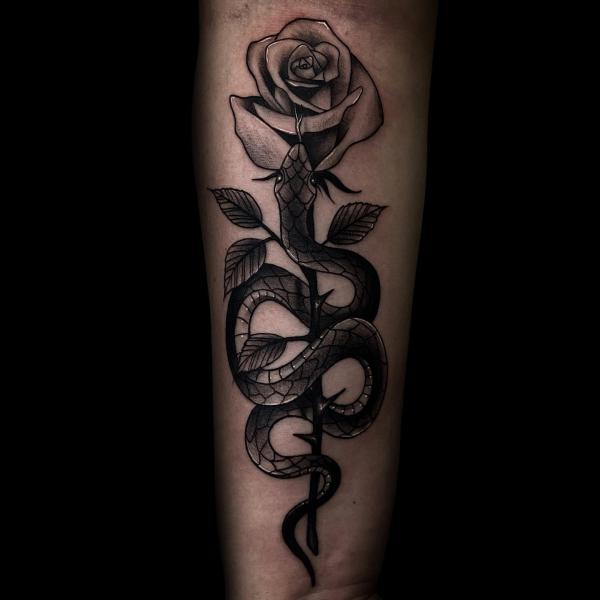 70 Rose and Snake Tattoo Designs with Meaning