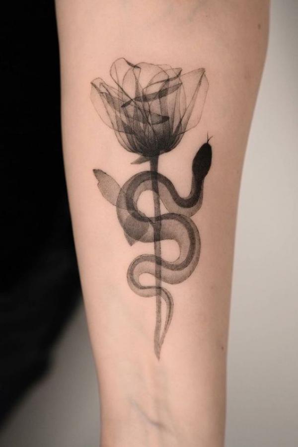 70 Rose and Snake Tattoo Designs with Meaning