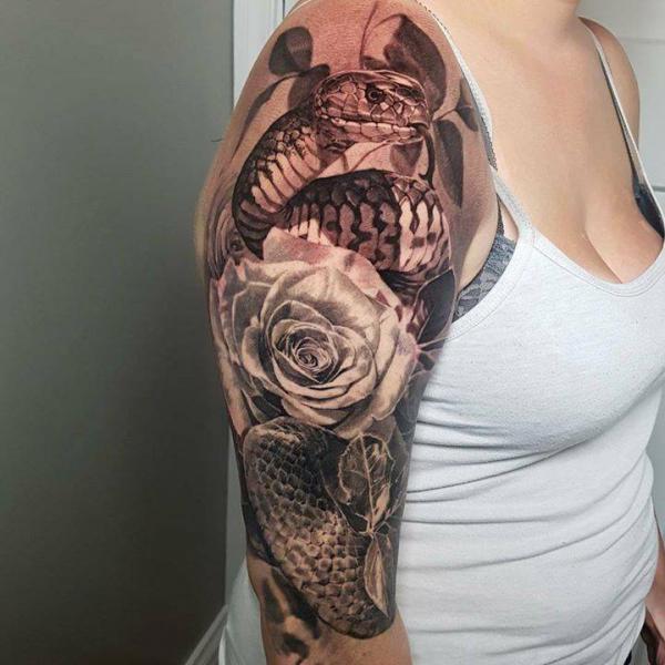 70 Rose and Snake Tattoo Designs with Meaning