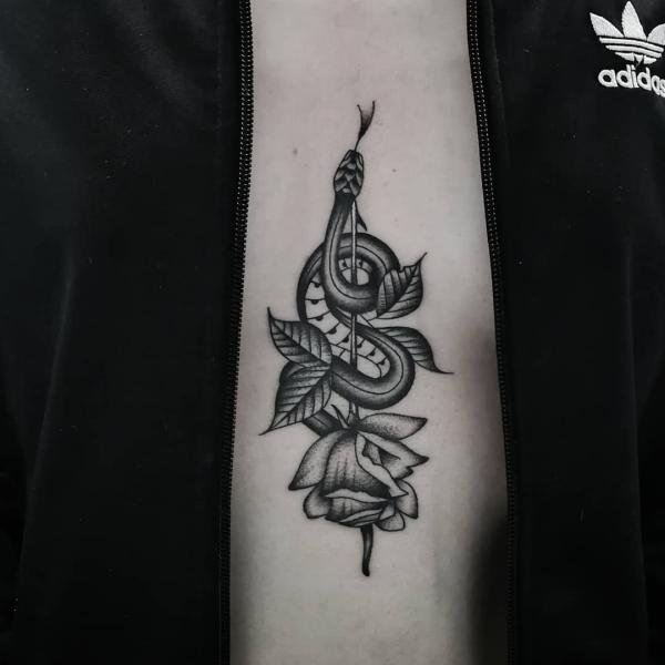 70 Rose and Snake Tattoo Designs with Meaning