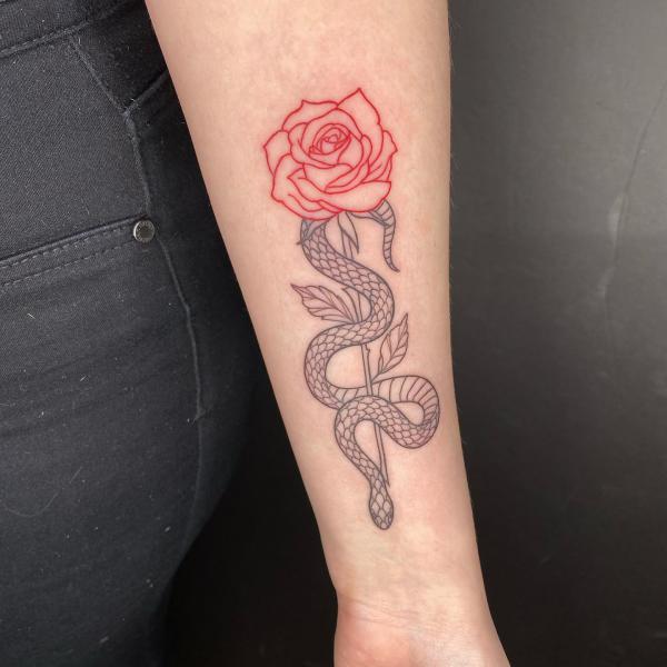 70 Rose and Snake Tattoo Designs with Meaning