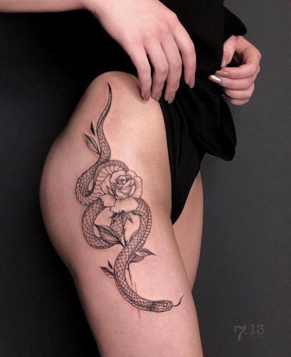 70 Rose and Snake Tattoo Designs with Meaning