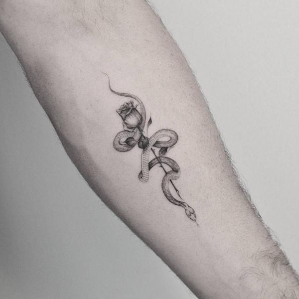 70 Rose and Snake Tattoo Designs with Meaning
