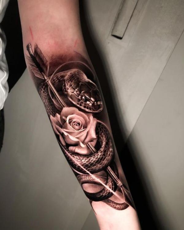 70 Rose and Snake Tattoo Designs with Meaning