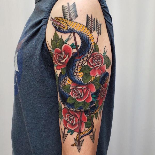 70 Rose and Snake Tattoo Designs with Meaning