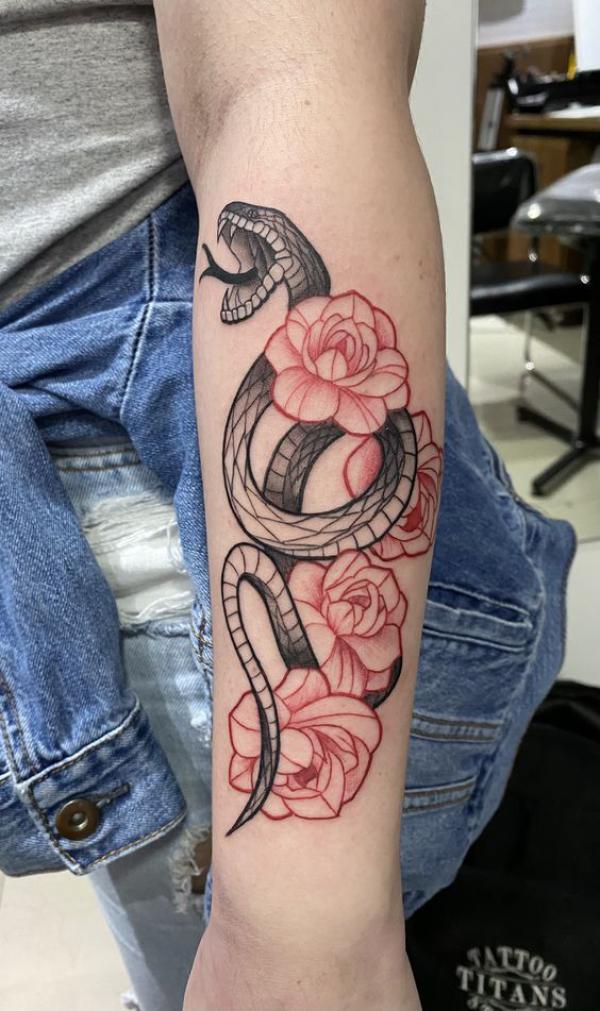 70 Rose and Snake Tattoo Designs with Meaning