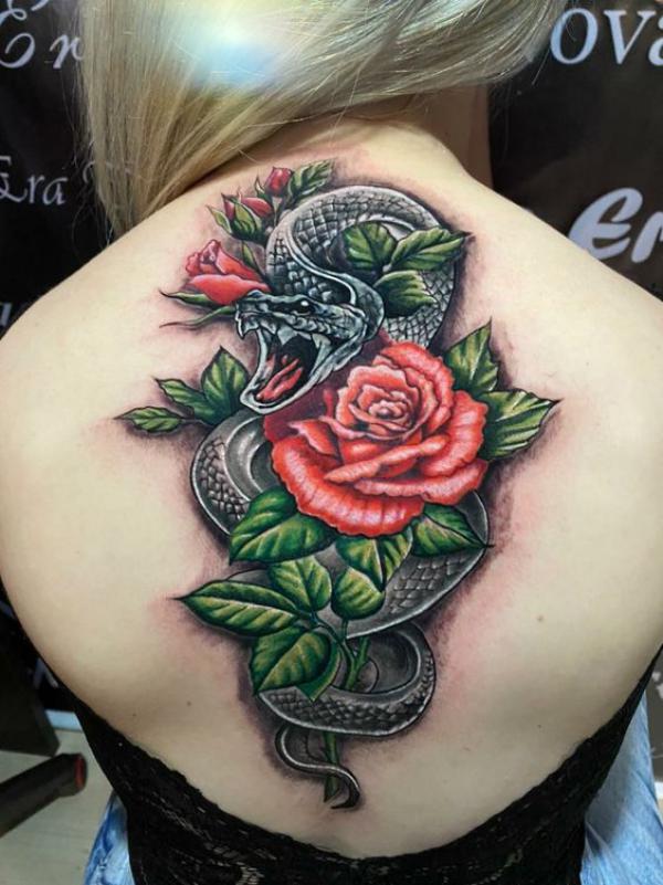 70 Rose and Snake Tattoo Designs with Meaning