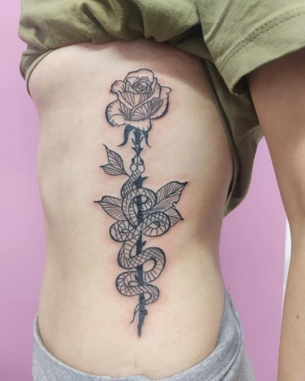 70 Rose and Snake Tattoo Designs with Meaning