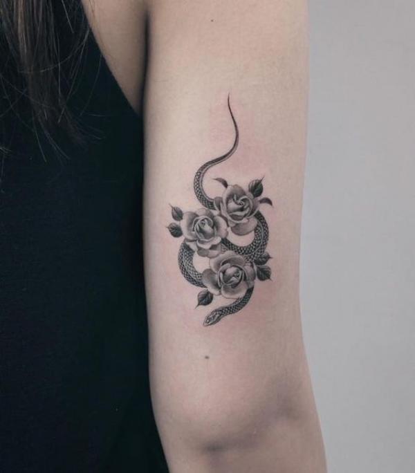 70 Rose and Snake Tattoo Designs with Meaning