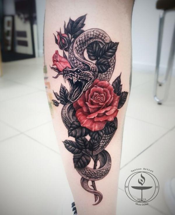 70 Rose and Snake Tattoo Designs with Meaning