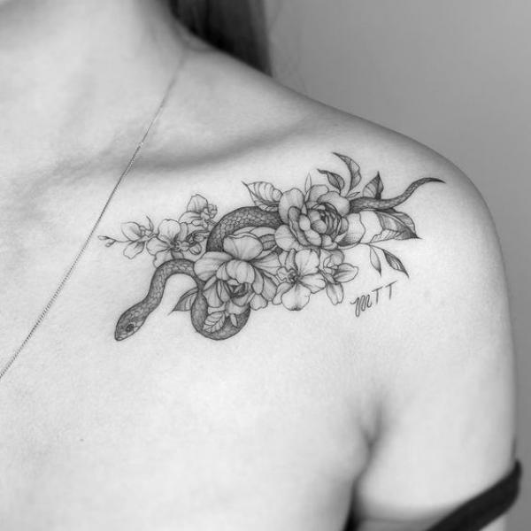 70 Rose and Snake Tattoo Designs with Meaning