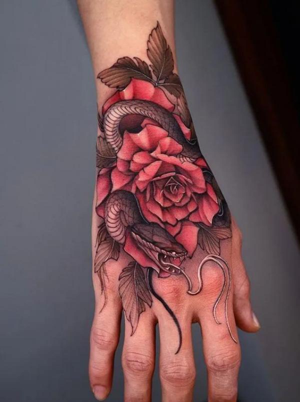 70 Rose and Snake Tattoo Designs with Meaning