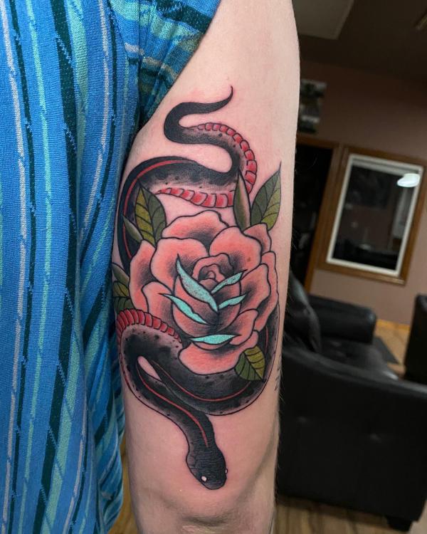 70 Rose and Snake Tattoo Designs with Meaning