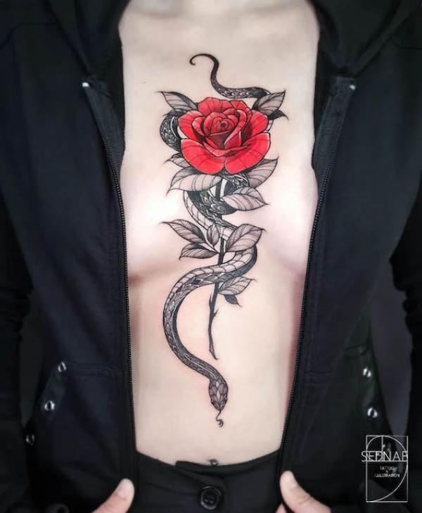 70 Rose and Snake Tattoo Designs with Meaning