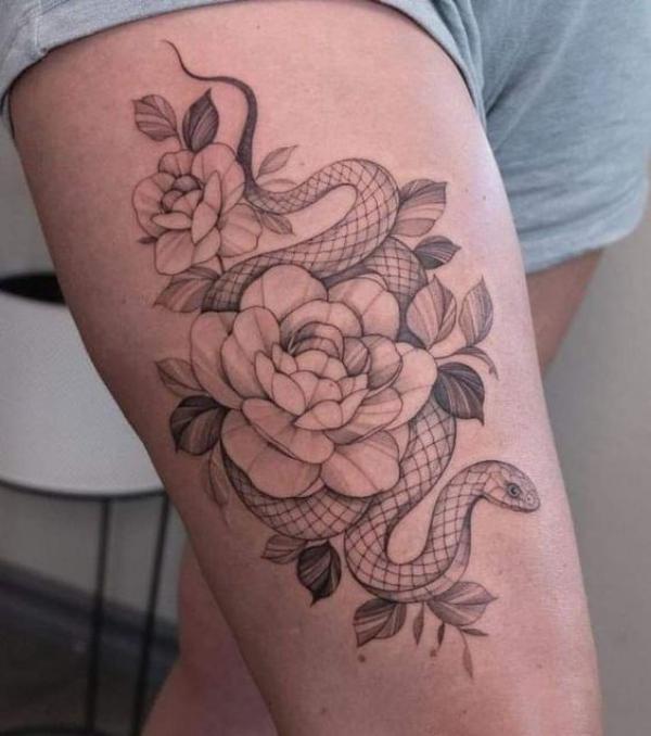 70 Rose and Snake Tattoo Designs with Meaning