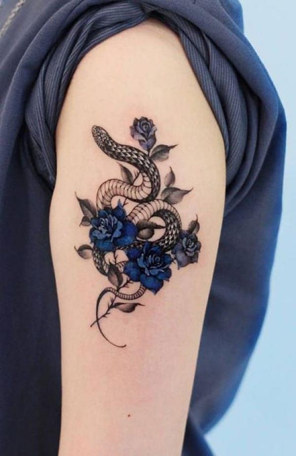 70 Rose and Snake Tattoo Designs with Meaning