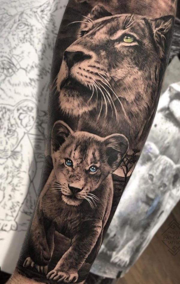 20 Lioness and Cub Tattoo Designs with Meaning