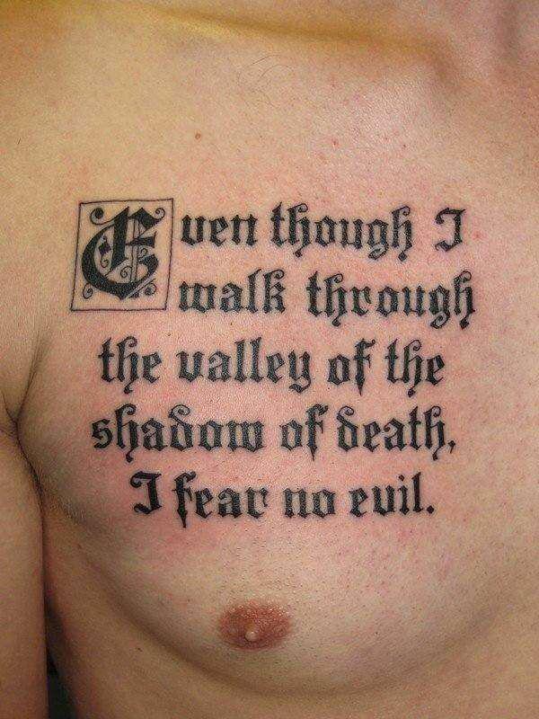 Fear No Evil: Bold Psalm 23:4 Tattoo Designs