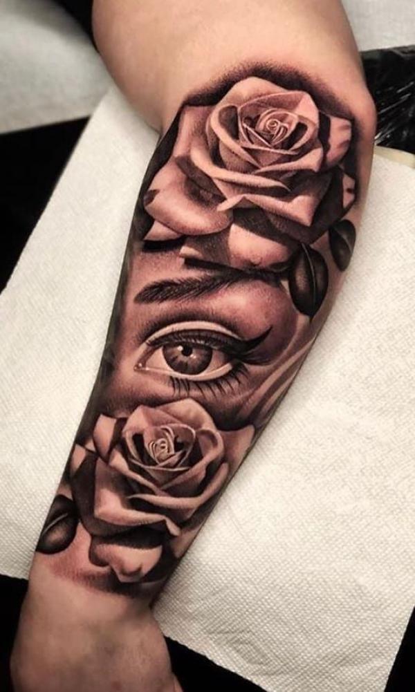 30 Captivating Black and White Rose Tattoo Designs