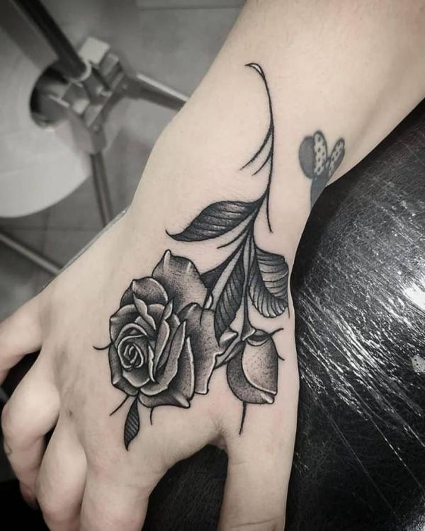 30 Captivating Black and White Rose Tattoo Designs