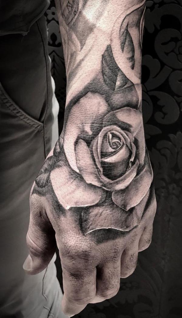 30 Captivating Black and White Rose Tattoo Designs