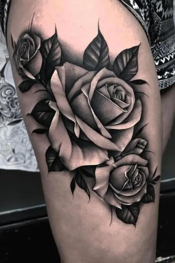 30 Captivating Black and White Rose Tattoo Designs