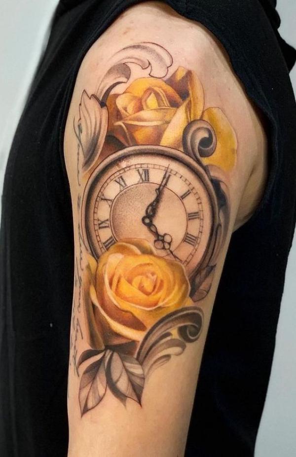 80 Rose and Clock Tattoo Designs to Inspire Your Next Ink